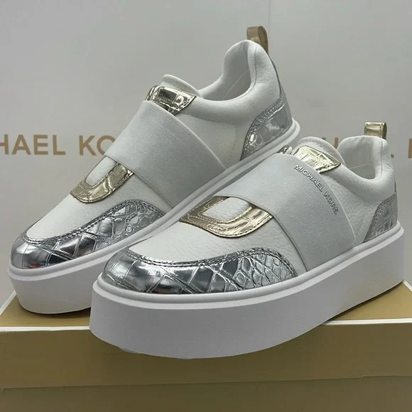 MICHAEL KORS Romey Mixed Media Slip-On Faux Tambled Platform Sneaker
Silver
New - Picture 4 of 16